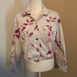 Baccini white denim tie dye jacket